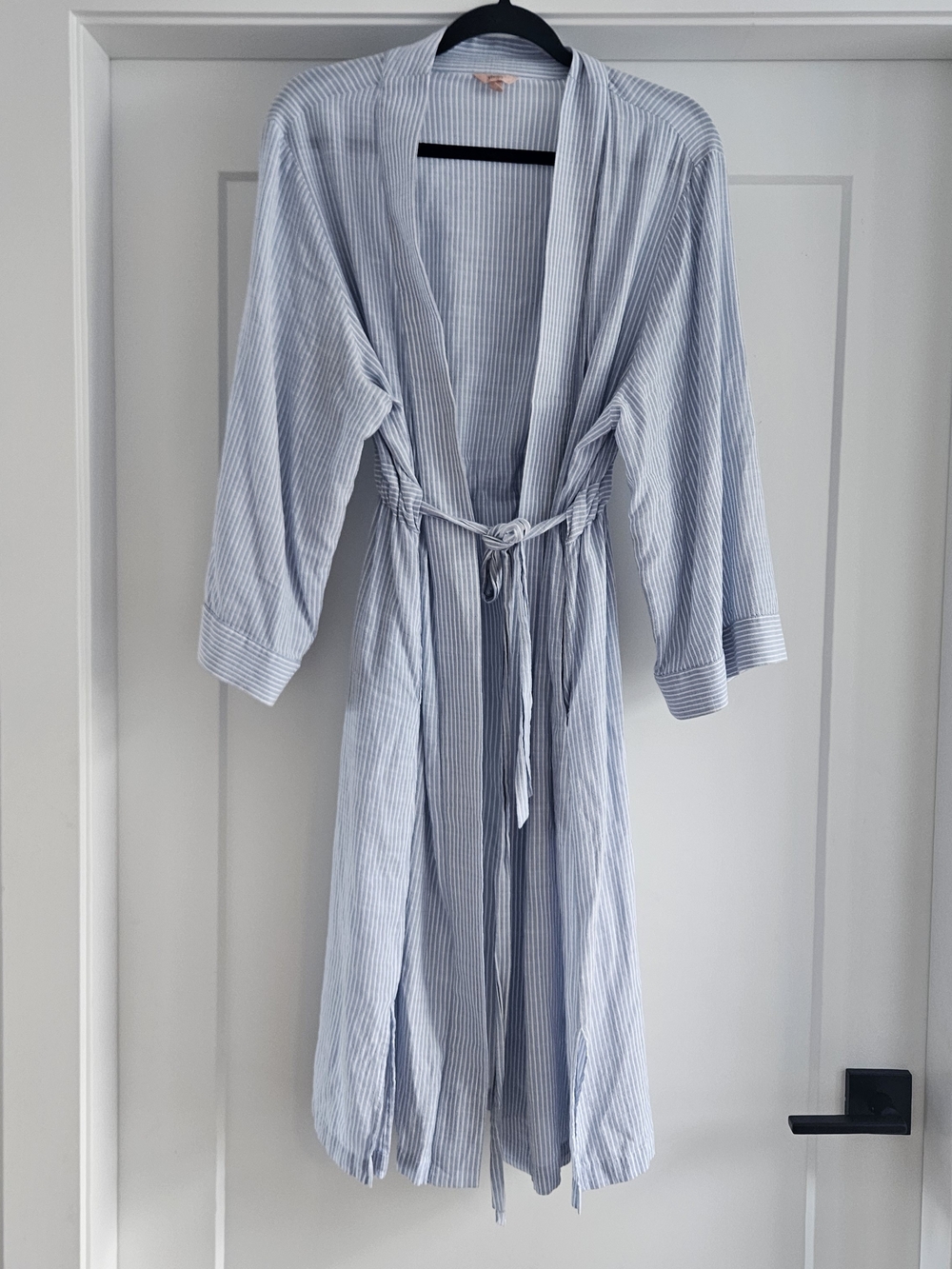 Eberjey Light Blue & White Striped Tencel Cotton Robe Anthro Size S